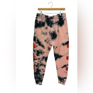 Empyre Rose Hazy Black & Pink Tie Dye Jogger Sweatpants Sz Large